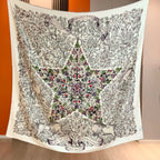 High-end 70% wool 30% mulberry silk women's scarf - Astrological style, 135*135cm, warm shawl headscarf