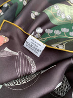 New 18mm double-sided double-color 100% mulberry silk scarf for women 90cm long, floral pattern, fashionable headscarf and shawl
