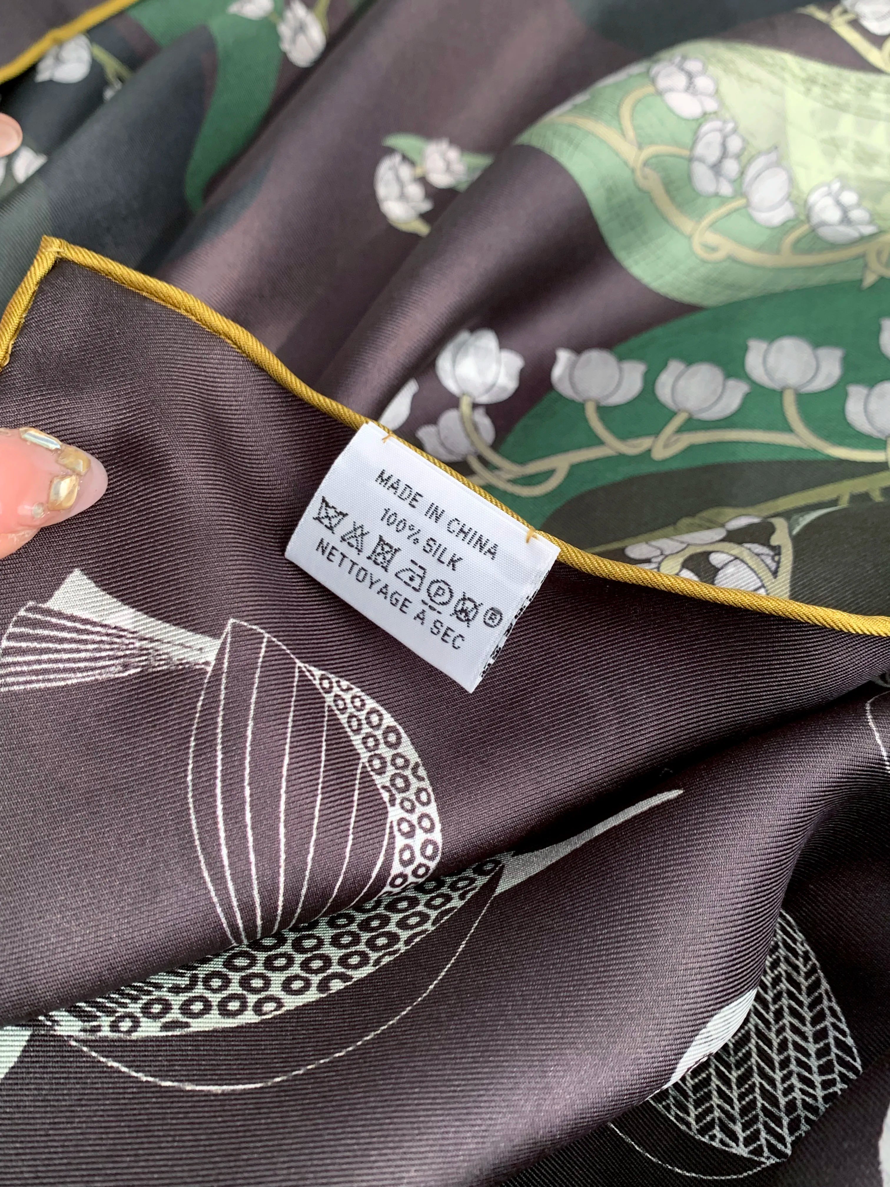 New 18mm double-sided double-color 100% mulberry silk scarf for women 90cm long, floral pattern, fashionable headscarf and shawl