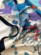 Luxurious design, large triangular scarf, silk and wool shawl, floral pattern decoration, warm and fashionable headscarf