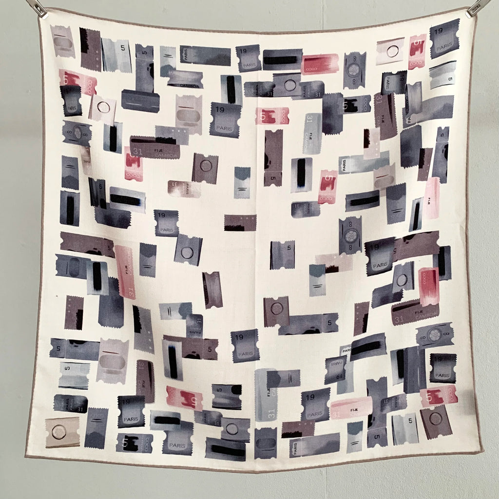 Stamp design. Silk and wool scarf for women, 65*65 cm. Fashionable and simple, highly warm. Headscarf or neckband.