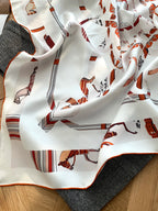 Silk Scarf for Women in Luxury Design Style - Fashionable Sunscreen Headscarf with 18mm Thickness - Genuine Silk Decorated Shawl