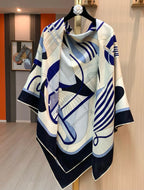 High-end 70% wool 30% mulberry silk scarf for women, handcrafted with rolled edges, 135*135 cm, a warm large shawl or scarf.