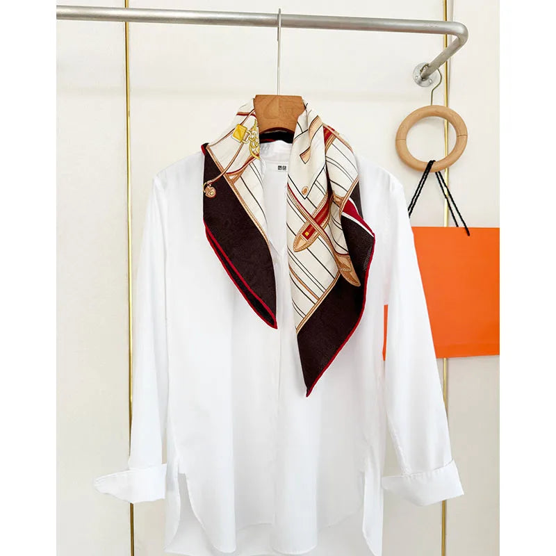 Unique design sense silk and wool scarf for women, new autumn and winter fashion, versatile and warm headscarf, 65*65cm