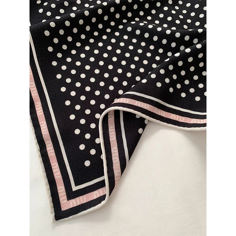 New autumn-winter fashion polka dot 30% silk 70% wool scarf for women, a warm headscarf or neckband, 65*65 cm