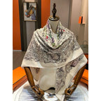 High-end 70% wool 30% mulberry silk women's scarf - Astrological style, 135*135cm, warm shawl headscarf