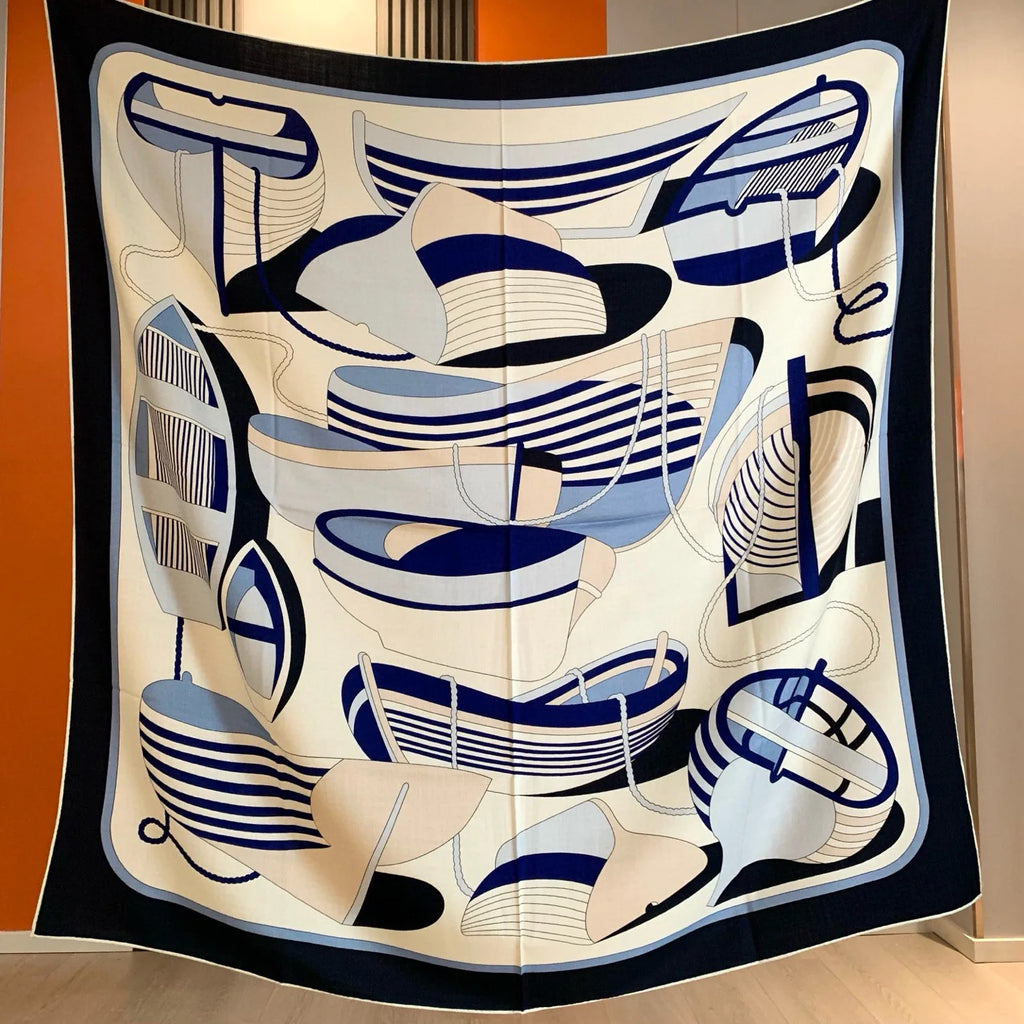 High-end 70% wool 30% mulberry silk scarf for women, handcrafted with rolled edges, 135*135 cm, a warm large shawl or scarf.