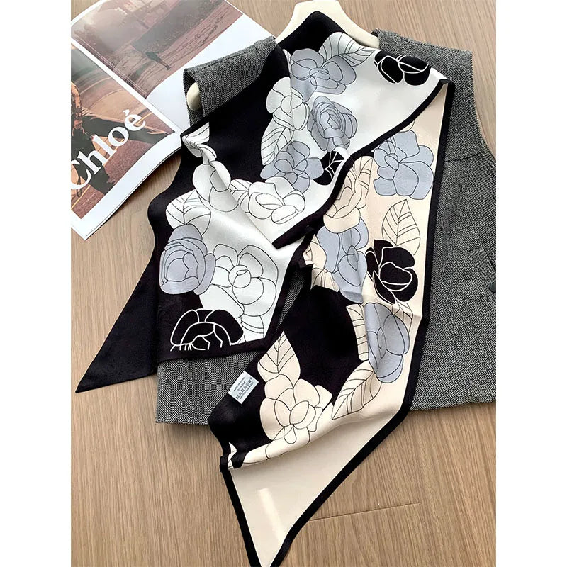 Luxurious design, double-sided, multi-color silk scarf for women, long scarf, fashionable decorative headband, 16 mm