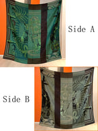 High-end double-sided differently colored wool and silk scarf for women, 135*135cm, fashionable and warm large shawl, scarf