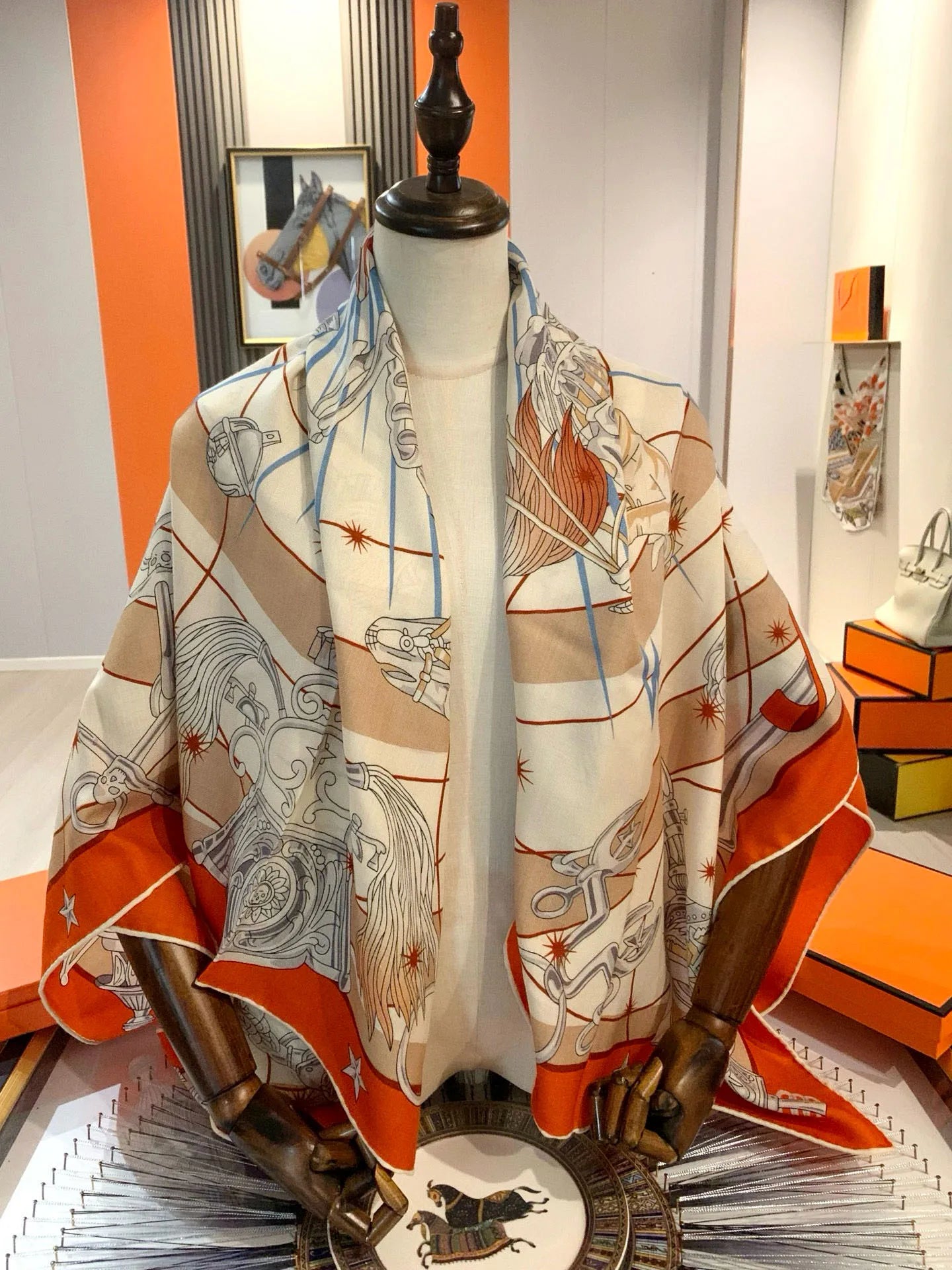 Luxurious design new silk and wool scarf for women, fashionable and warm, large shawl, square scarf, headscarf, 135x135cm