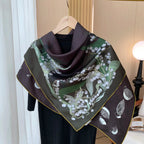 New 18mm double-sided double-color 100% mulberry silk scarf for women 90cm long, floral pattern, fashionable headscarf and shawl