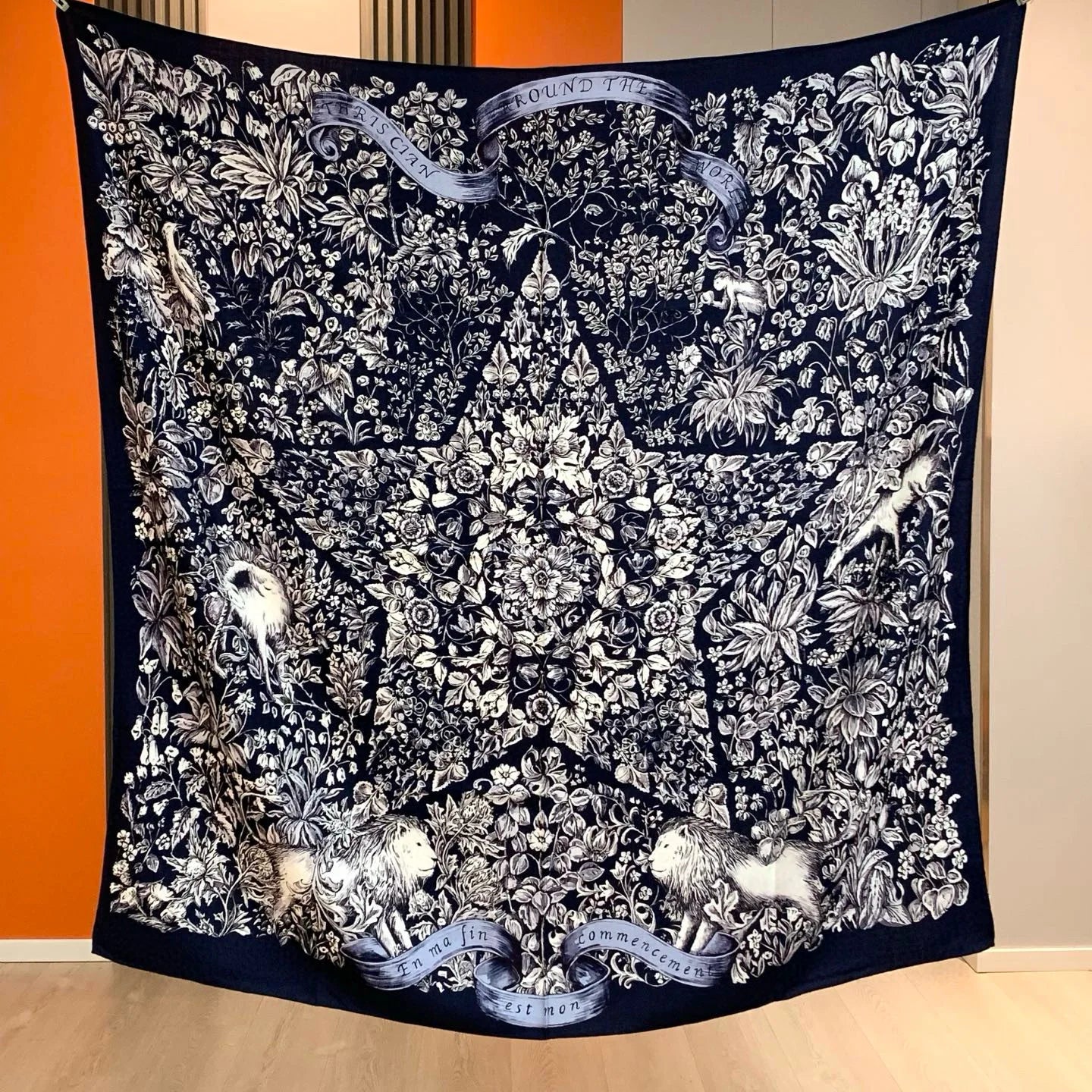 High-end 70% wool 30% mulberry silk women's scarf - Astrological style, 135*135cm, warm shawl headscarf