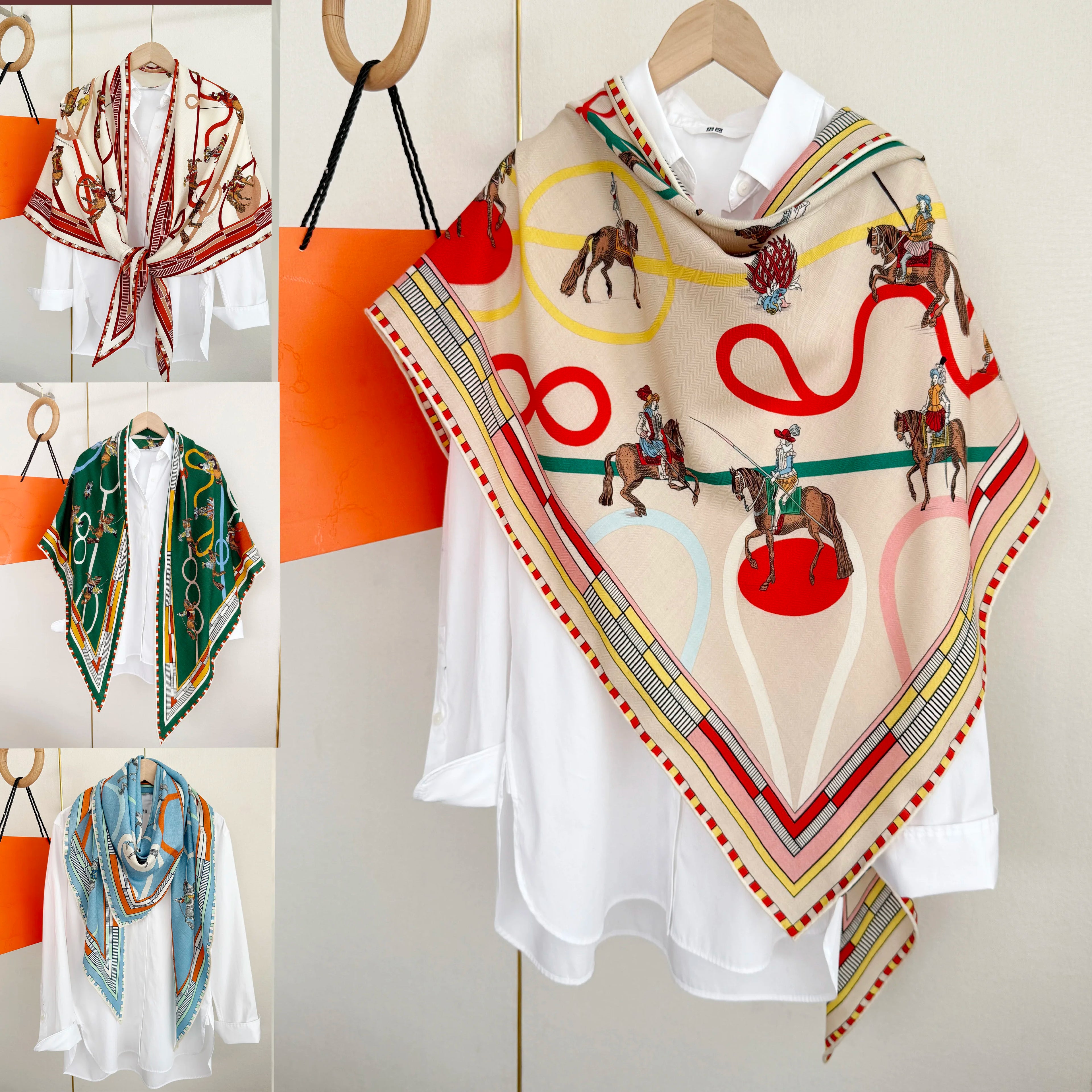 High-end New autumn and winter triangular wool and silk scarves, women's warm decorative shawls, scarves and headscarves