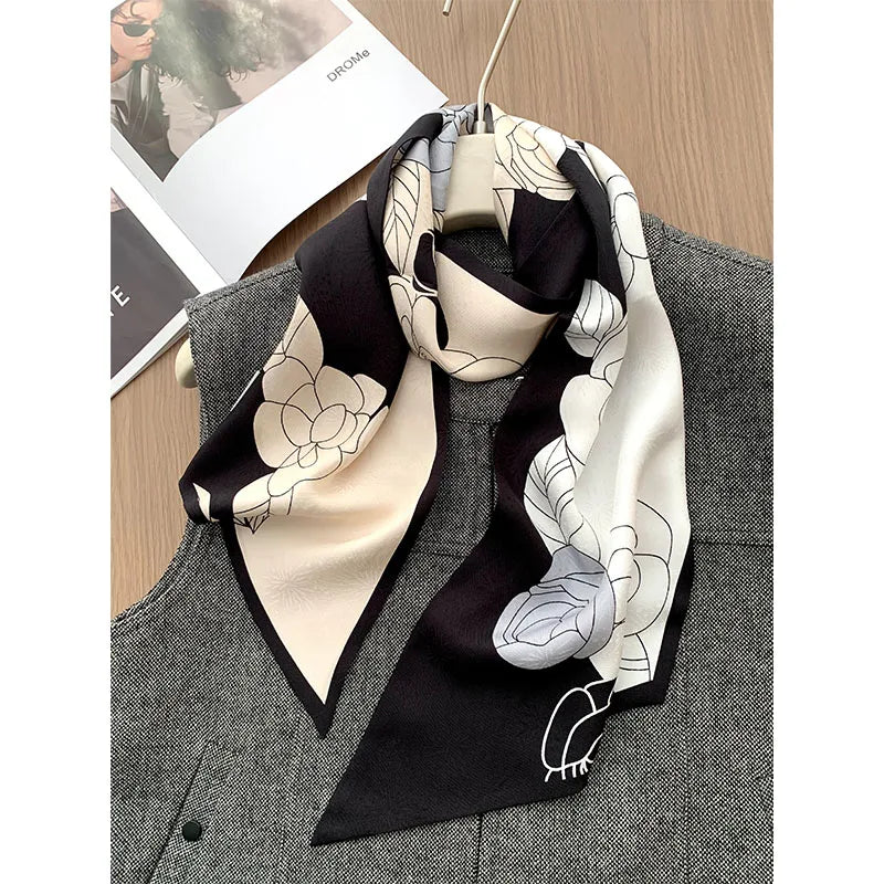 Luxurious design, double-sided, multi-color silk scarf for women, long scarf, fashionable decorative headband, 16 mm