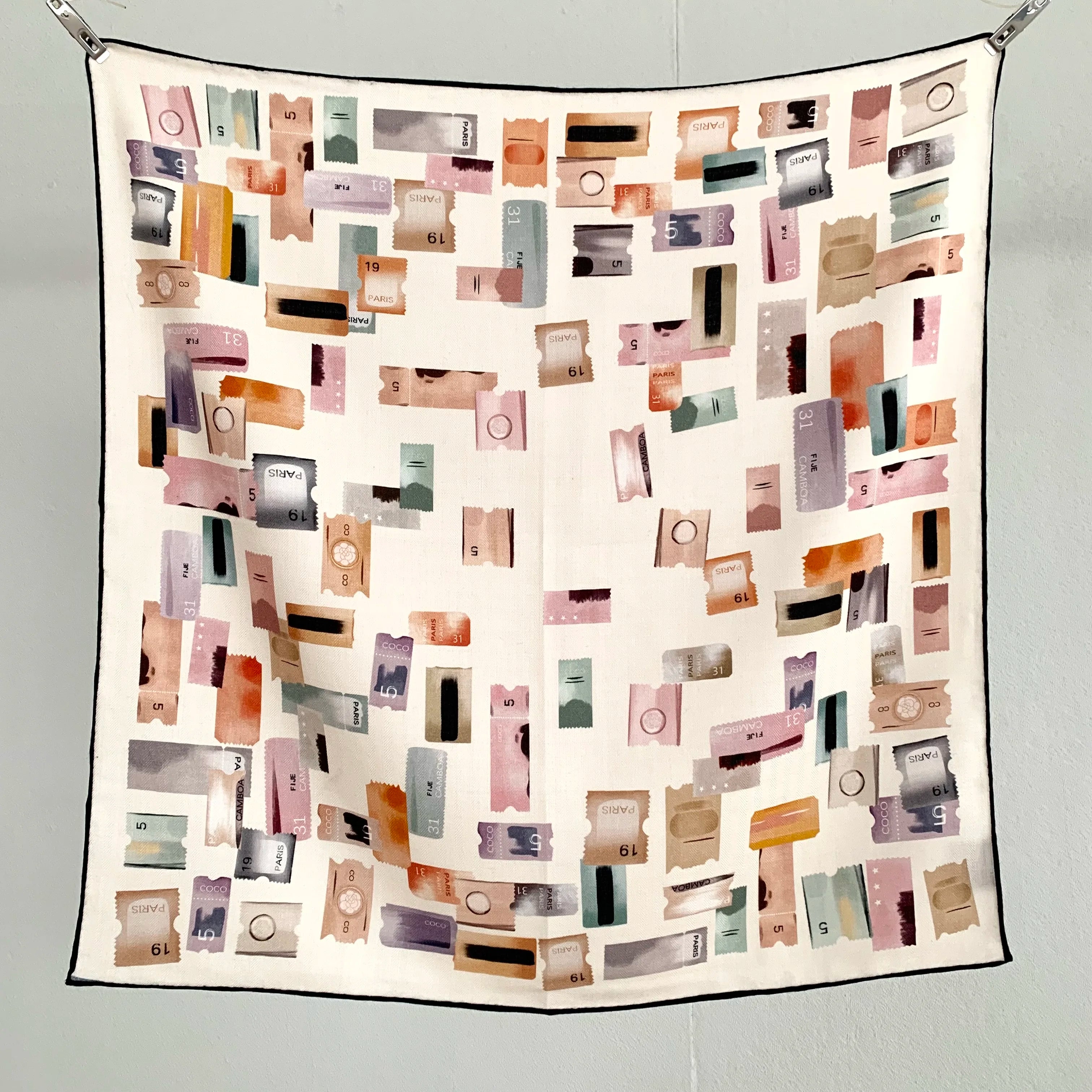 Stamp design. Silk and wool scarf for women, 65*65 cm. Fashionable and simple, highly warm. Headscarf or neckband.