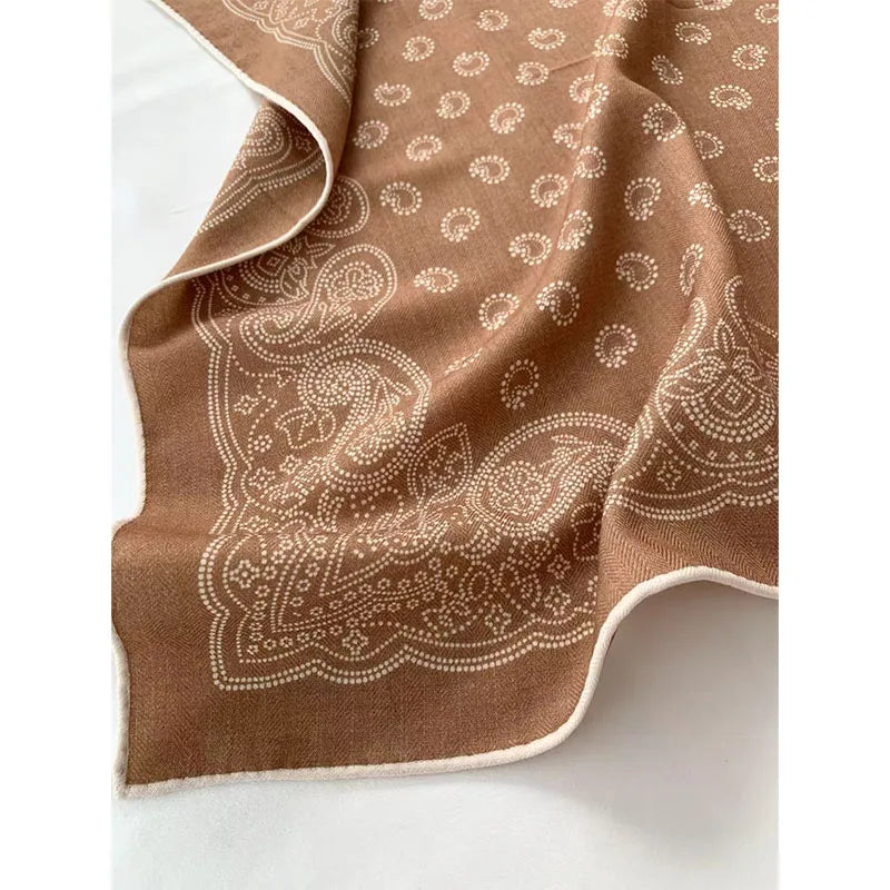 New autumn-winter 70% wool 30% silk scarf for women - Paisley pattern, simple and fashionable, warm headscarf or neckband