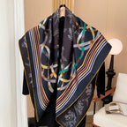 90cm double-sided double-color 100% mulberry silk scarf for women, floral pattern, sun protection headscarf, fashionable shawl