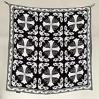 Cross pattern 100% silk scarf for women - fashionable sun protection headscarf, decorative scarf, square scarf, floral design