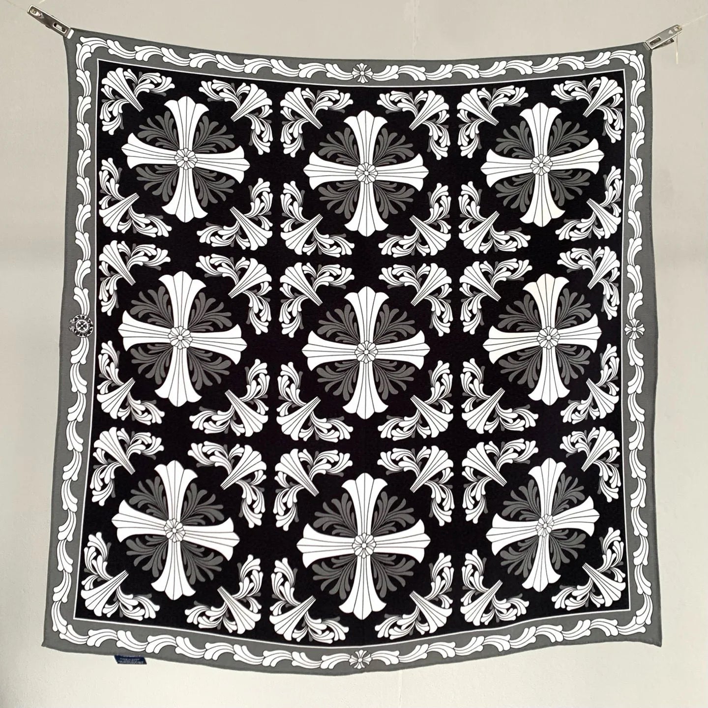 Cross pattern 100% silk scarf for women - fashionable sun protection headscarf, decorative scarf, square scarf, floral design