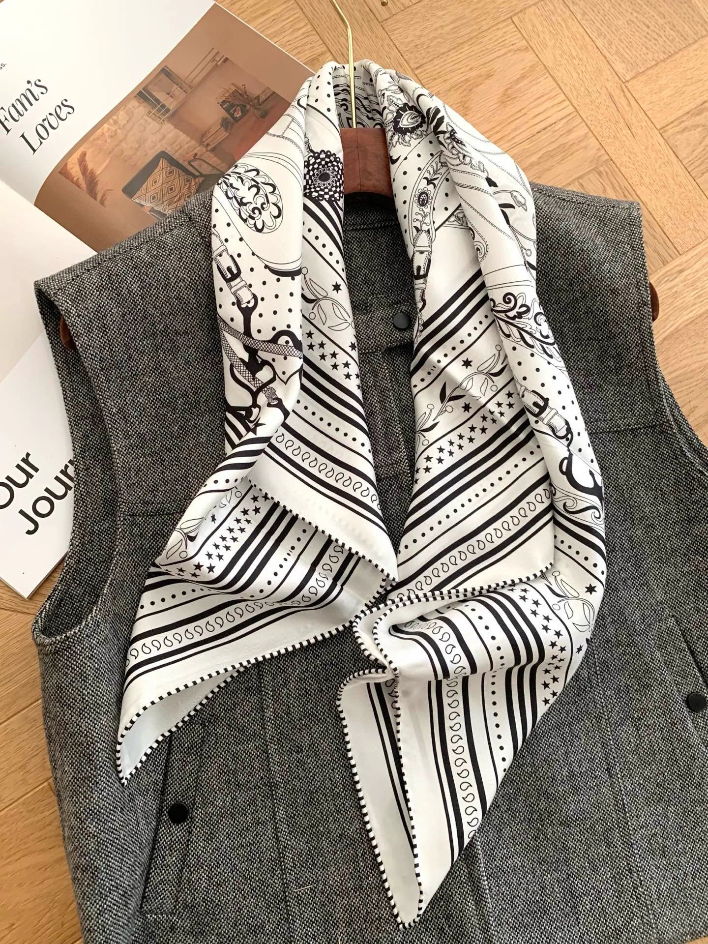 90cm New Style 100% Mulberry Silk Twill Silk Scarf for Women with Handmade Edging 18mm Fashionable Sunscreen Headscarf Wrap