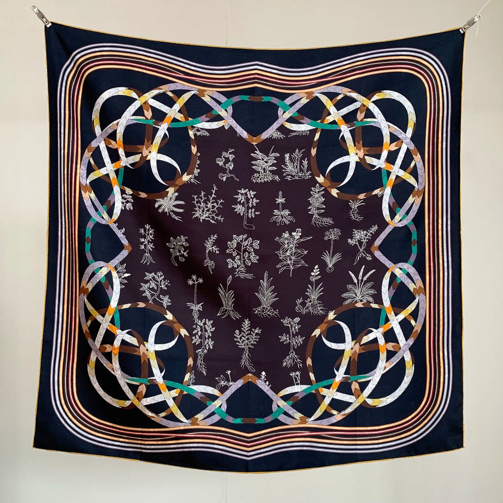 90cm double-sided double-color 100% mulberry silk scarf for women, floral pattern, sun protection headscarf, fashionable shawl