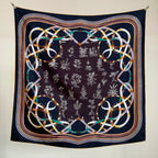 90cm double-sided double-color 100% mulberry silk scarf for women, floral pattern, sun protection headscarf, fashionable shawl