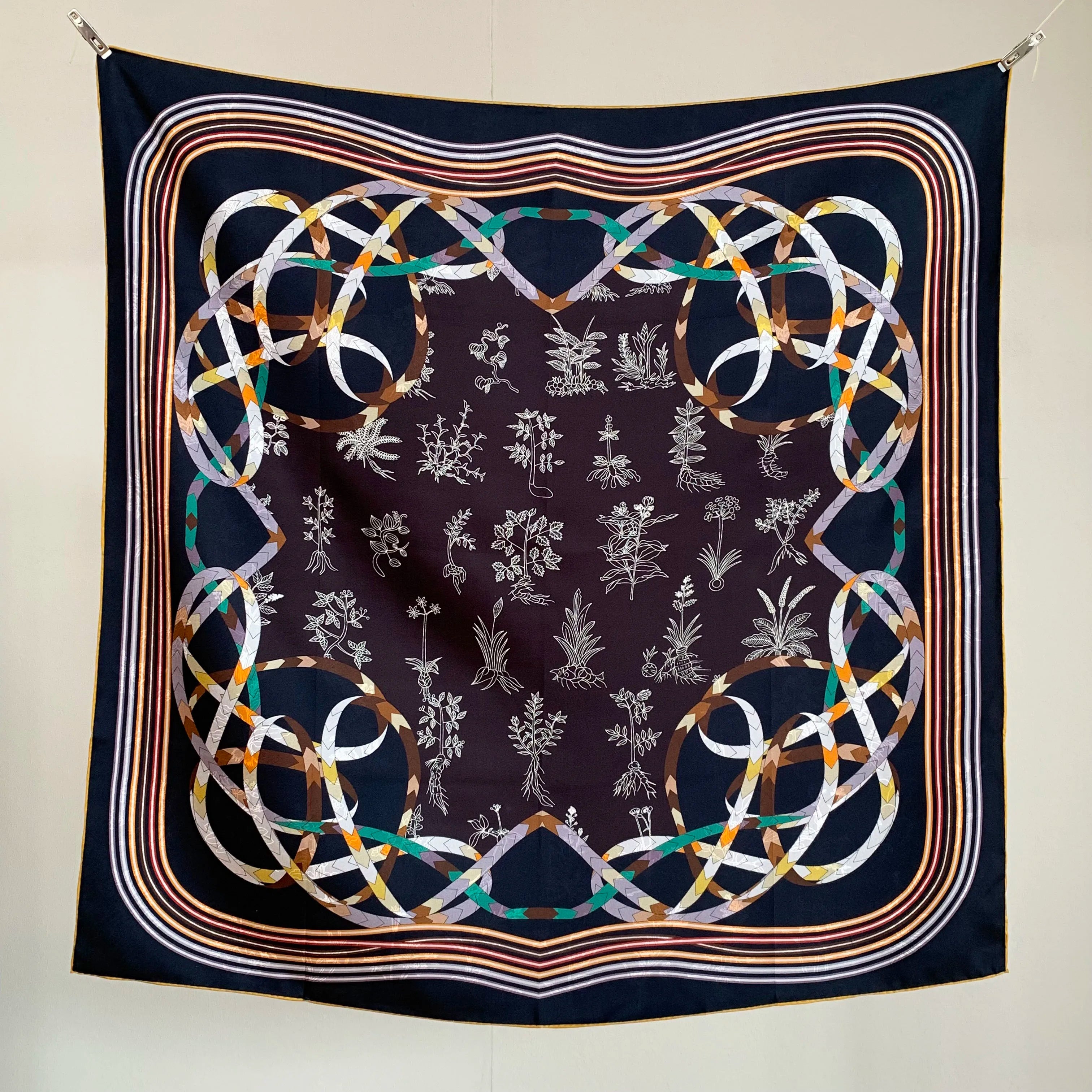 90cm double-sided double-color 100% mulberry silk scarf for women, floral pattern, sun protection headscarf, fashionable shawl