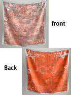 Two-color style 100% mulberry silk scarf for ladies square-shaped 90 in length floral pattern sun protection headscarf and shawl