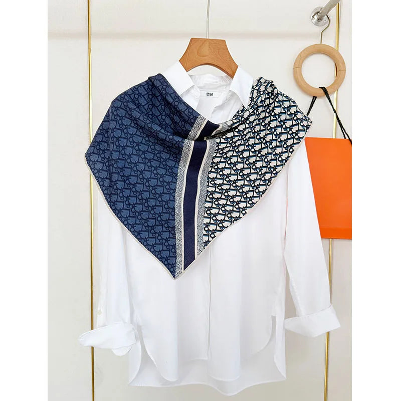 Letter pattern 30% silk 70% wool scarf for women, fashionable and versatile, warm scarf, 65*65cm, autumn and winter
