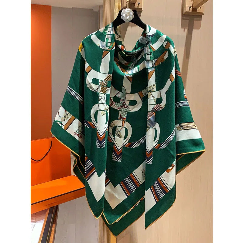High-end double-sided same-color silk and wool scarf 30% silk and 70% wool, a high-end warm shawl for ladies, headscarf