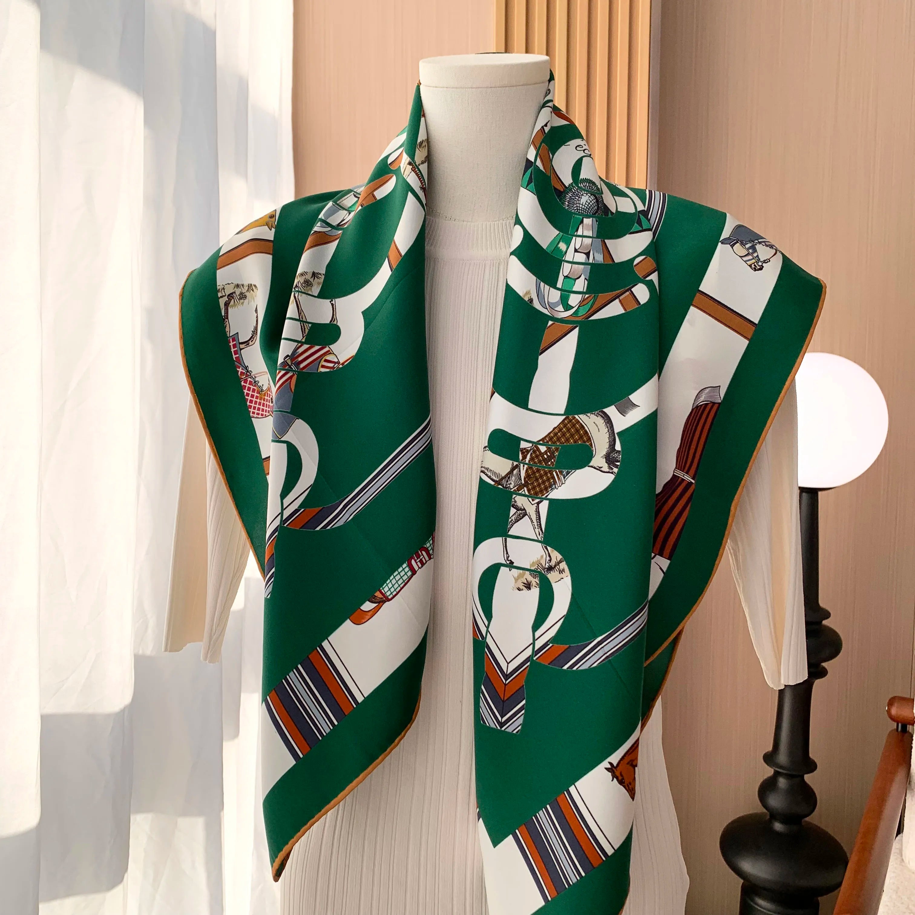 Luxury 100% Silk Scarf Shawl 18mm Double Sided Womens Fashion Head Scarves Hijab for Hair Wrapping