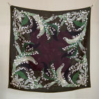 New 18mm double-sided double-color 100% mulberry silk scarf for women 90cm long, floral pattern, fashionable headscarf and shawl