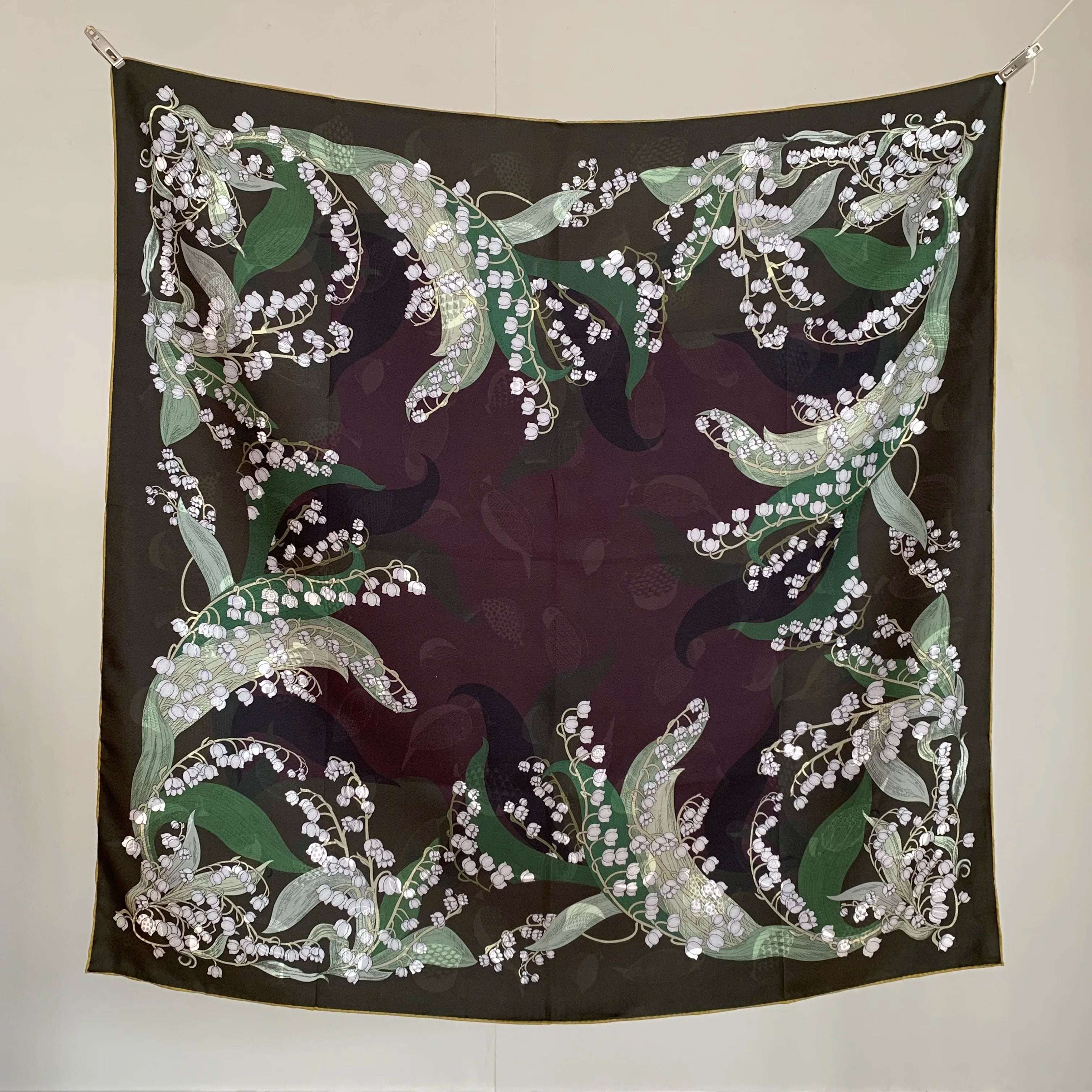 New 18mm double-sided double-color 100% mulberry silk scarf for women 90cm long, floral pattern, fashionable headscarf and shawl