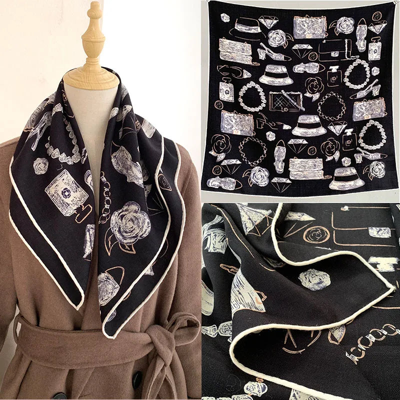 New Spring 70% wool and 30% silk decorative shawl, French-style, warm headscarf, square scarf