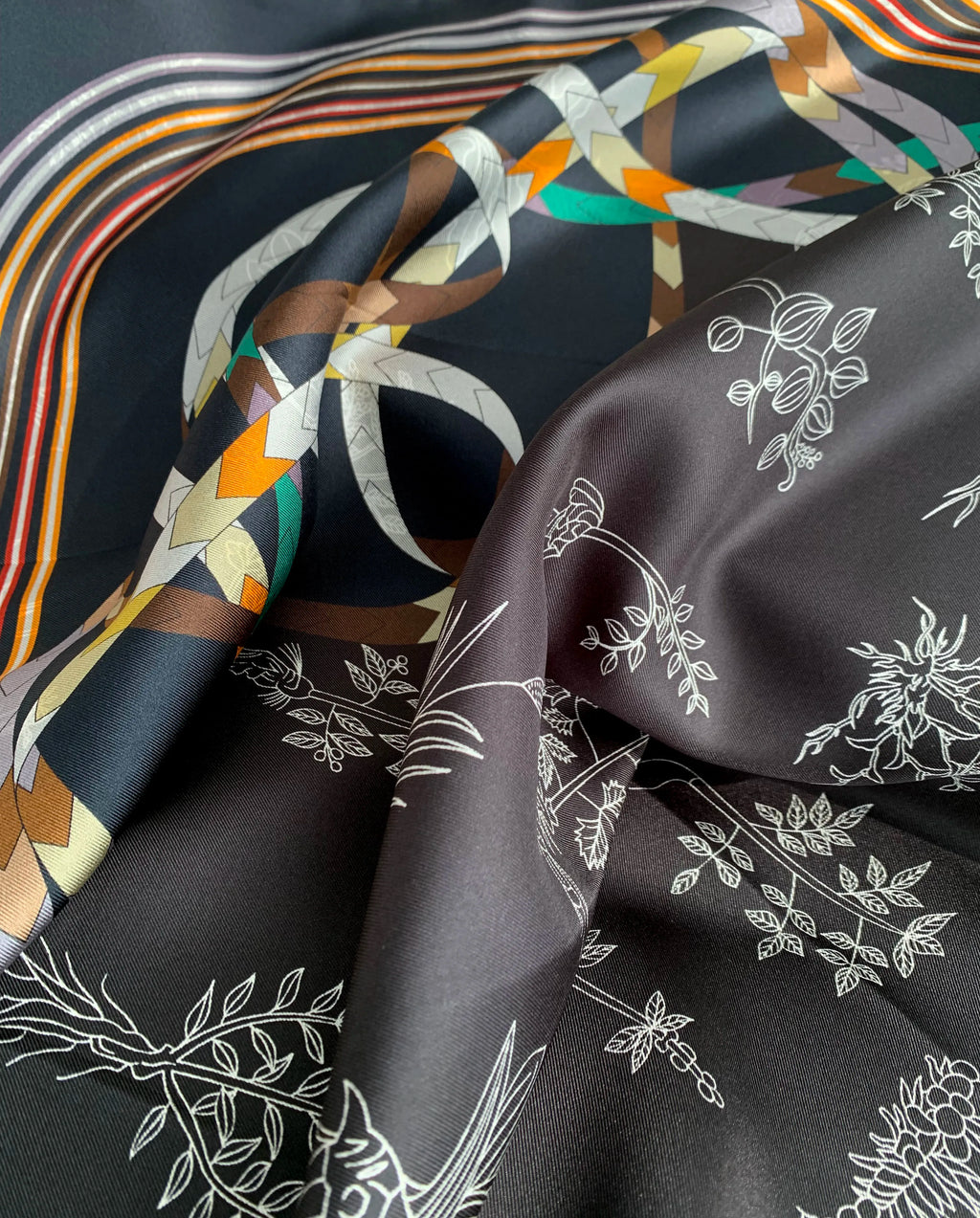 90cm double-sided double-color 100% mulberry silk scarf for women, floral pattern, sun protection headscarf, fashionable shawl