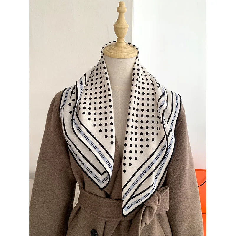 New autumn-winter fashion polka dot 30% silk 70% wool scarf for women, a warm headscarf or neckband, 65*65 cm