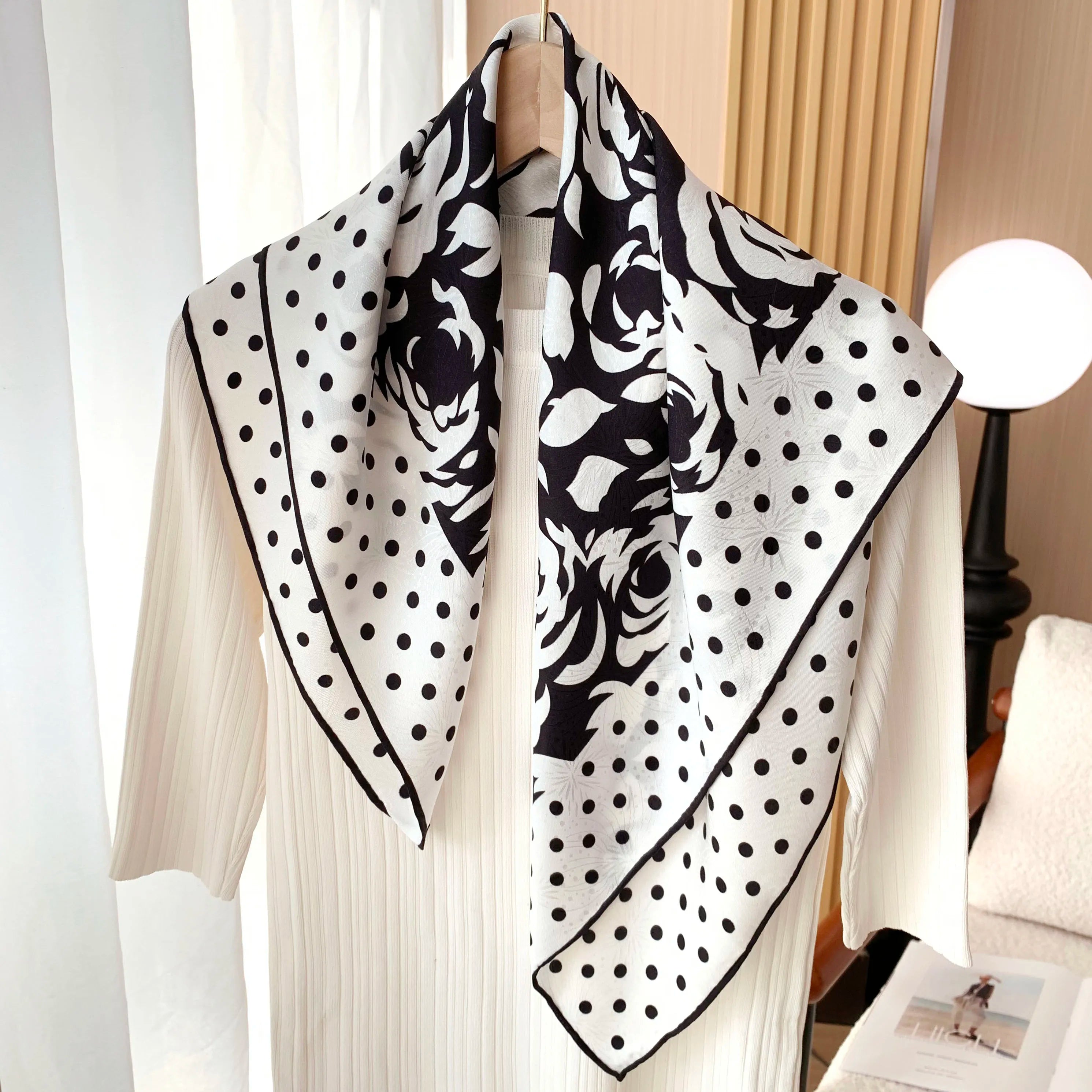 Pure silk plain weave scarf for ladies, printed design, 70x70 cm square silk shawl, jacquard scarf, headscarf, spring scarf, lad