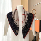 High-quality 70% wool 30% silk scarf, fashionable spring decorative shawl, warm headscarf, square scarf