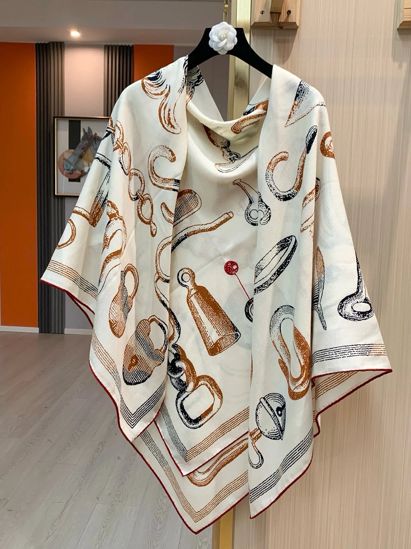 High-end 70% wool 30% mulberry silk scarf for women, handcrafted with rolled edges, a warm large shawl or scarf135*135 cm