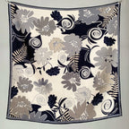 Luxurious design silk and wool scarf for women in floral style, square shape, warm-keeping neckband shawl, 65*65 cm