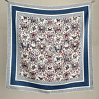 New blue floral silk scarf, 90cm thickness 18mm, high quality, elegant, shawl-style accessory, sun protection headscarf