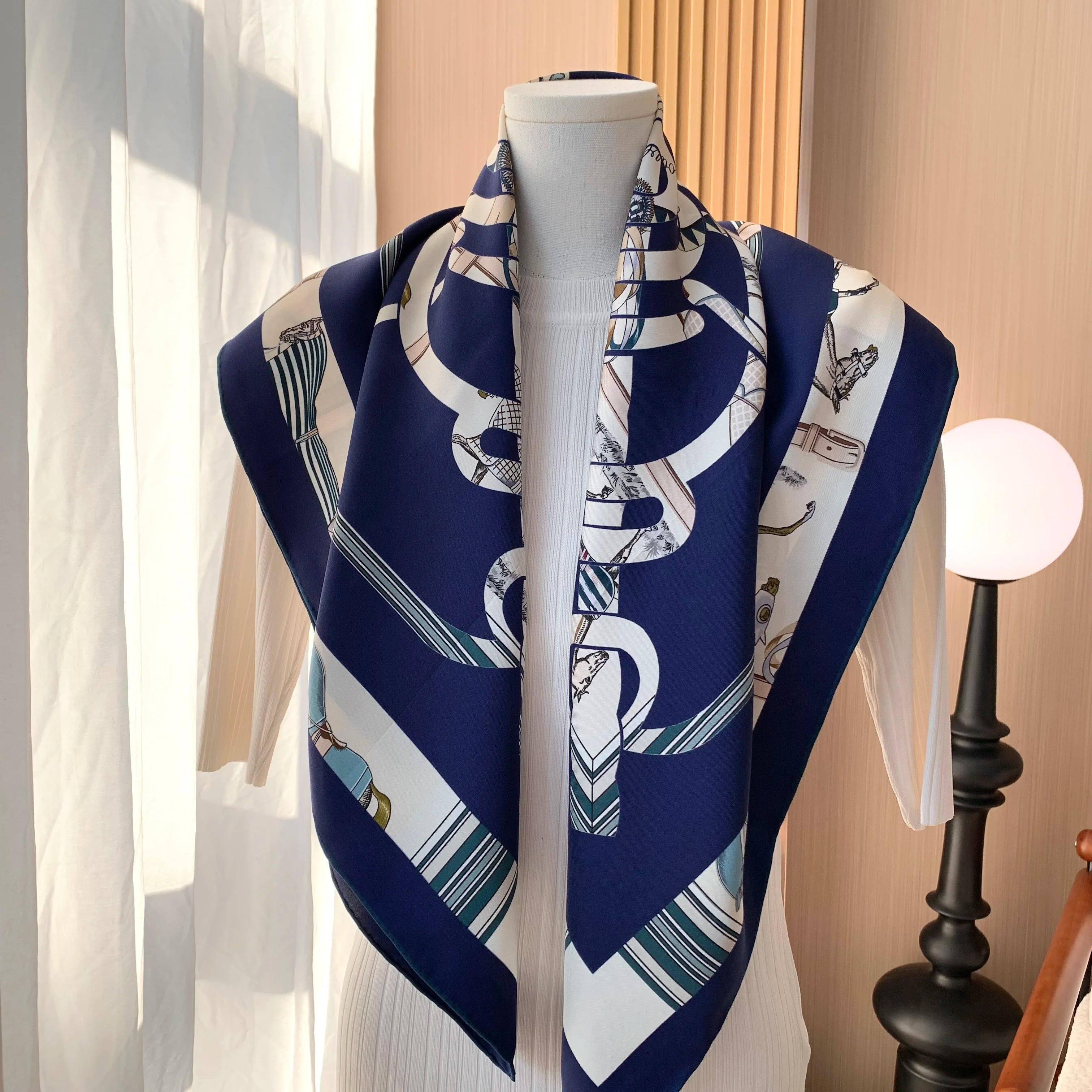 Luxury 100% Silk Scarf Shawl 18mm Double Sided Womens Fashion Head Scarves Hijab for Hair Wrapping