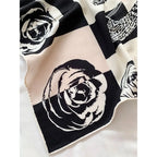 New camellia patterned silk and wool scarf for women, 65*65cm, fashionable, elegant and versatile headscarf and neck