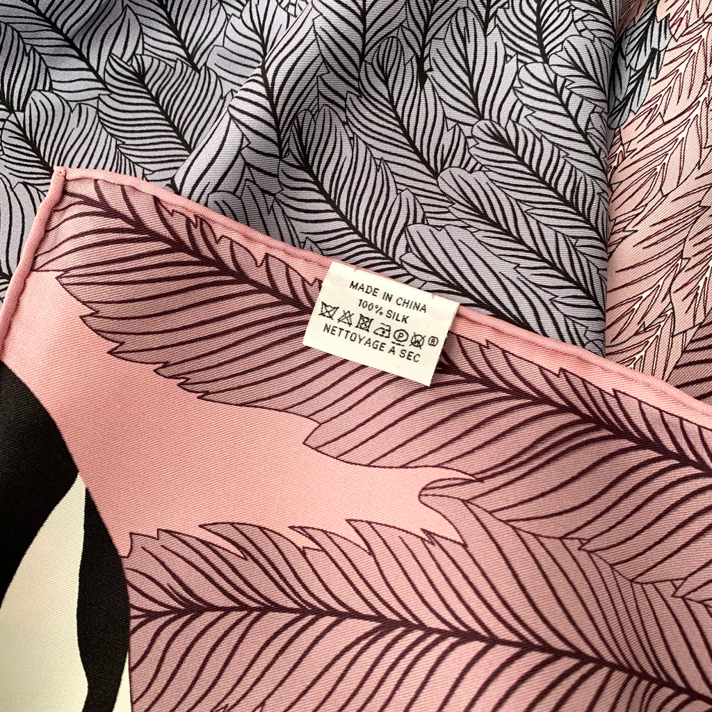 Women's Silk Scarf with Pink Zebra Pattern - Luxury Designer Design Sunscreen Decorated Party Shawl 90 cm Wide 18 mm Thick Silk