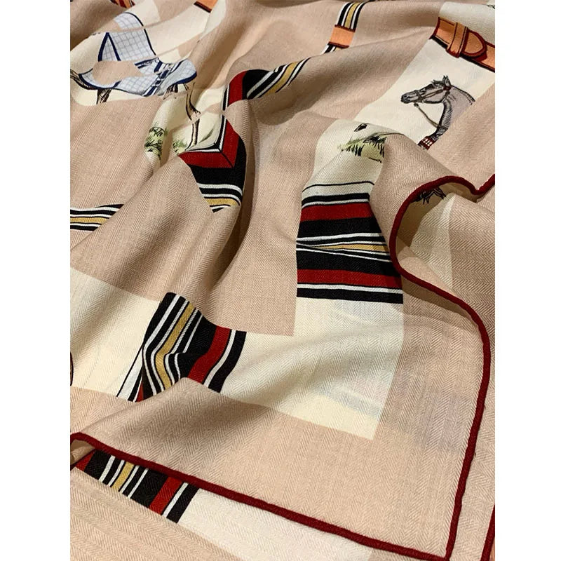 High-end double-sided same-color silk and wool scarf 30% silk and 70% wool, a high-end warm shawl for ladies, headscarf