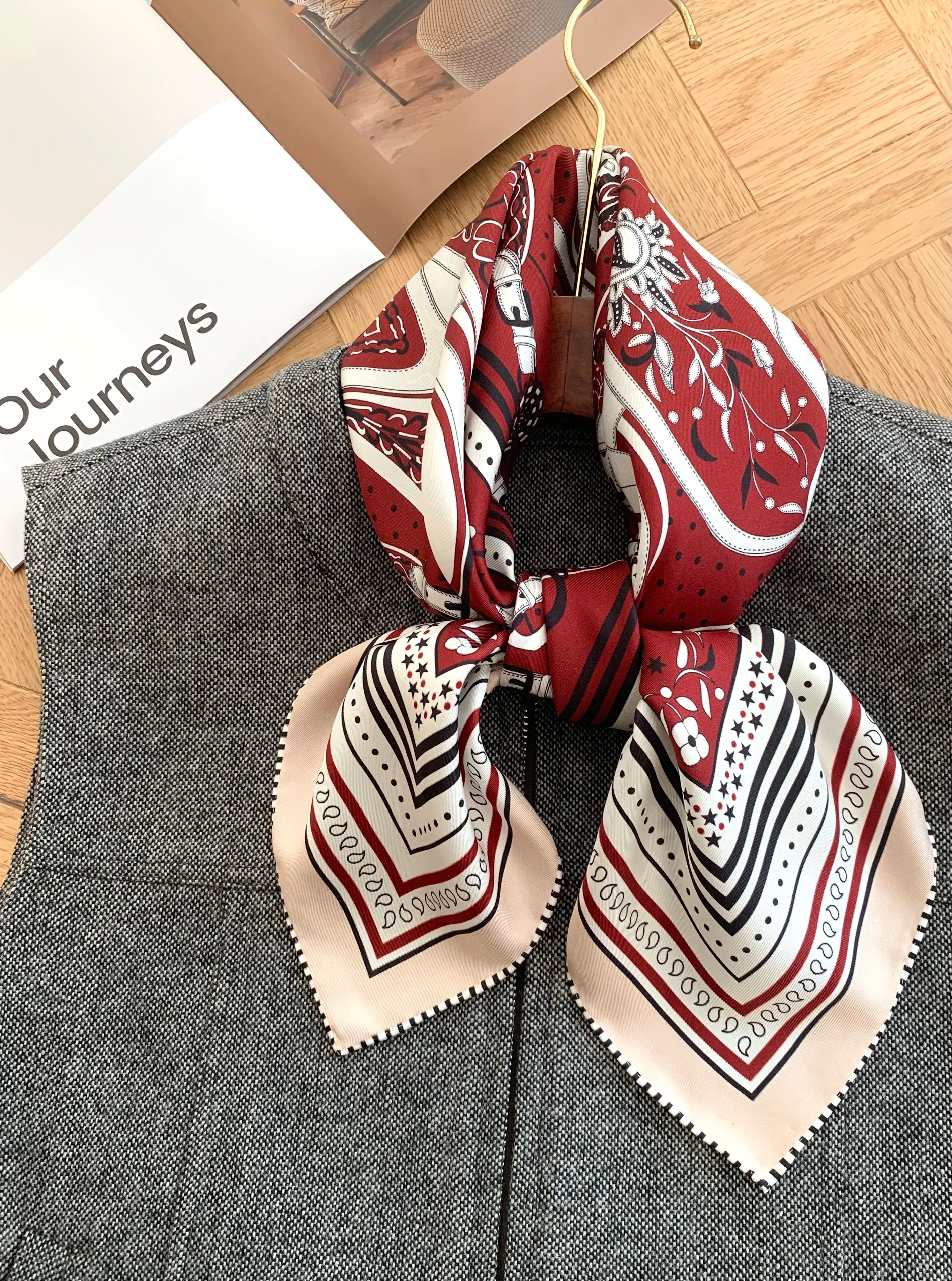 90cm New Style 100% Mulberry Silk Twill Silk Scarf for Women with Handmade Edging 18mm Fashionable Sunscreen Headscarf Wrap