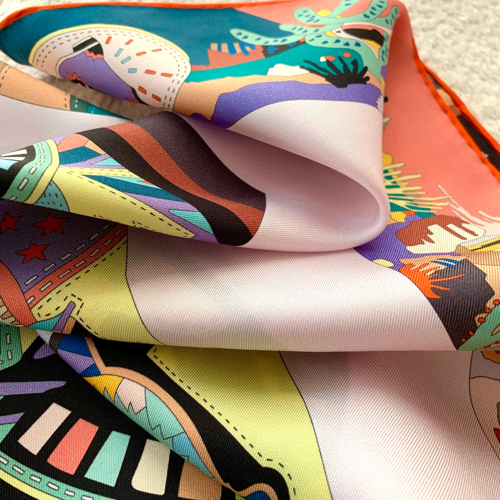 Luxurious Design 100% Silk Handkerchief for Women, Handmade Edging, 90cm Square, Elegant Sunscreen Headscarf, Shawl, Gift