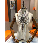 High-end 70% wool 30% mulberry silk women's scarf - Astrological style, 135*135cm, warm shawl headscarf