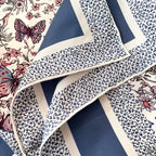 New blue floral silk scarf, 90cm thickness 18mm, high quality, elegant, shawl-style accessory, sun protection headscarf