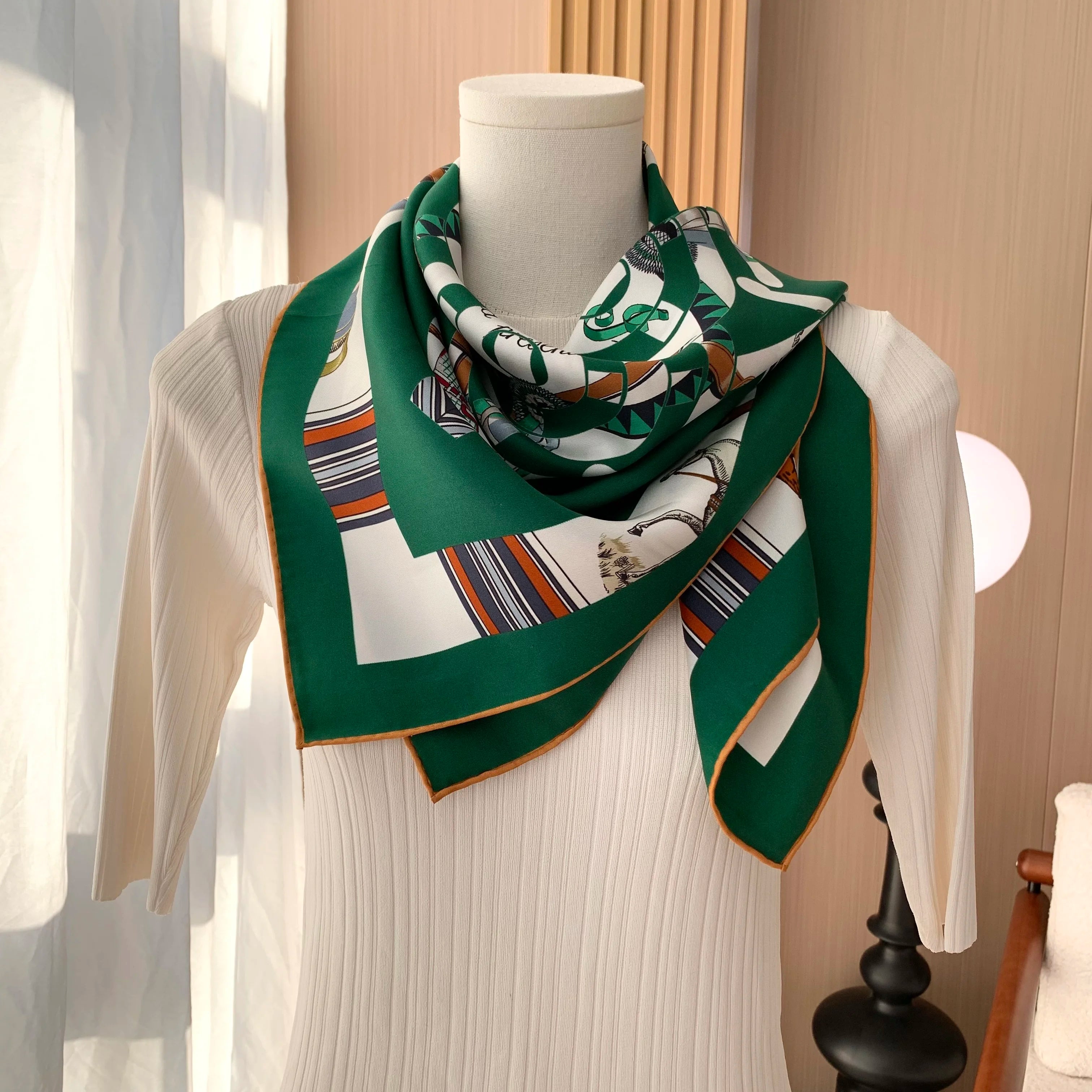 Luxury 100% Silk Scarf Shawl 18mm Double Sided Womens Fashion Head Scarves Hijab for Hair Wrapping